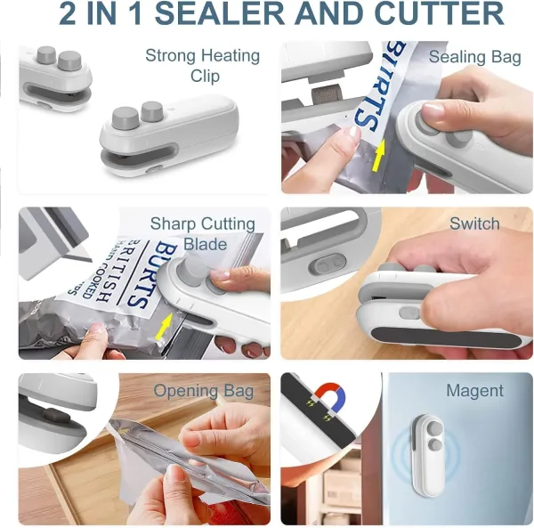 Portable Mini Sealing Machine & Cuttter, Rechargable - Image 3