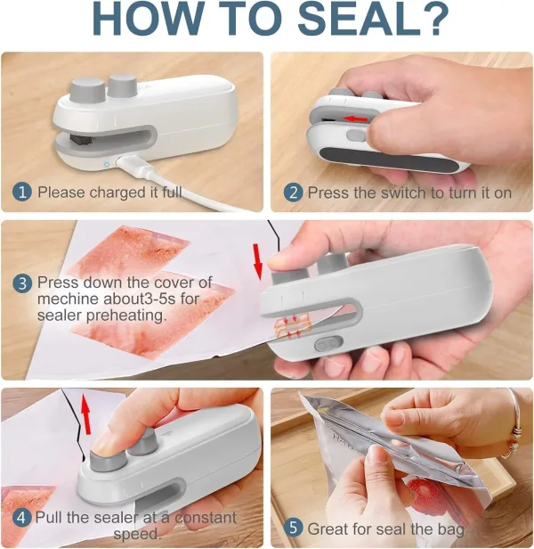 Portable Mini Sealing Machine & Cuttter, Rechargable - Image 2